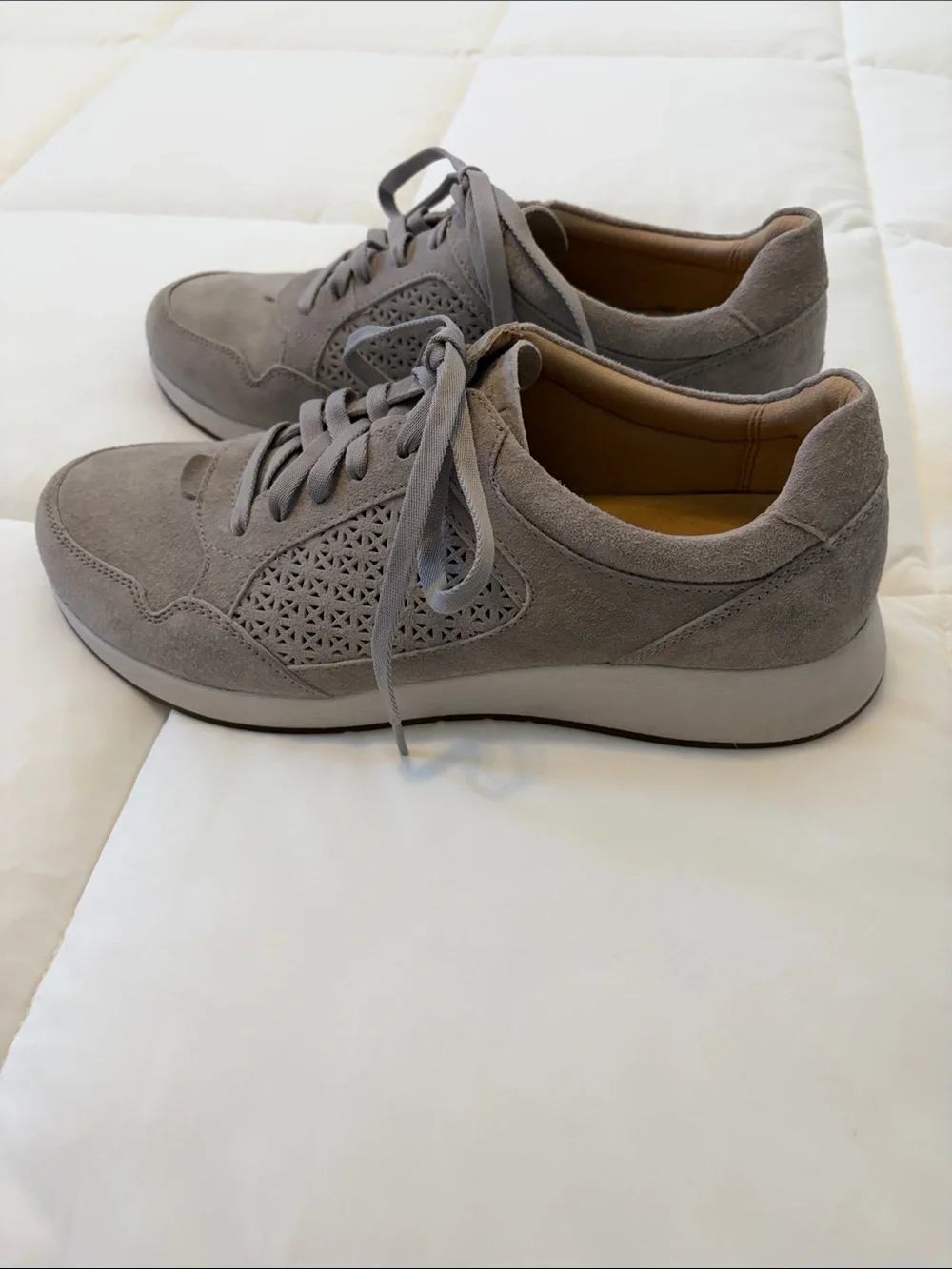 Dansko Women’s Suede Lace-Up Sneakers in Light Gray